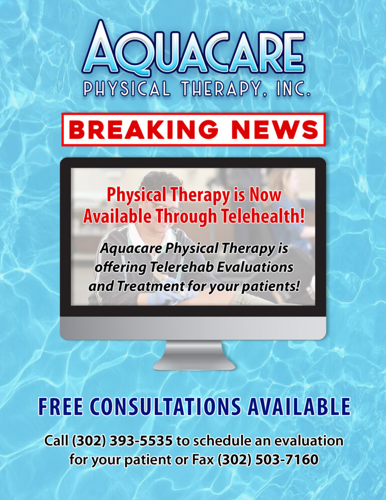 Telehealth For Physical Therapy Now Available! 1 AquaCare