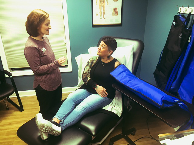 Ashley from Aquacare working with a lymph patient