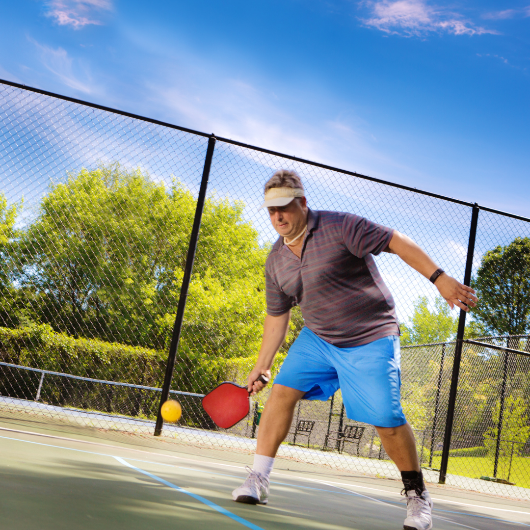 a man holding a tennis racquet on top of a tennis court, Chris has in-home home care physical therapy with Aquacare
