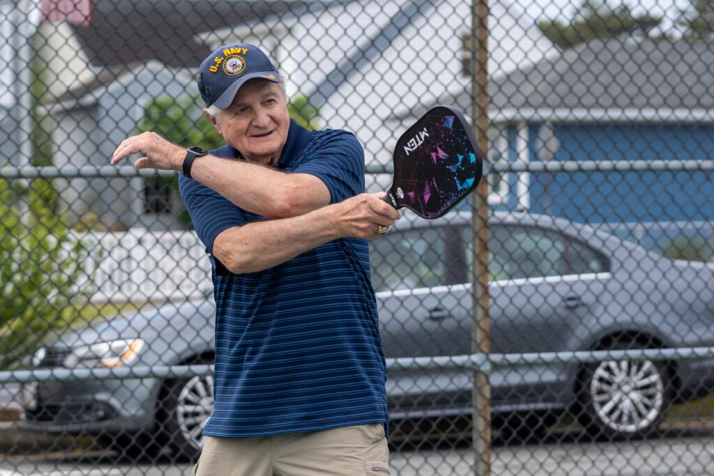 man playing pickleball