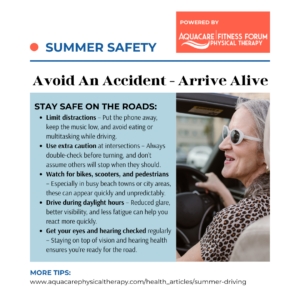 a woman driving a car with the words avoid an accident - arrive alive